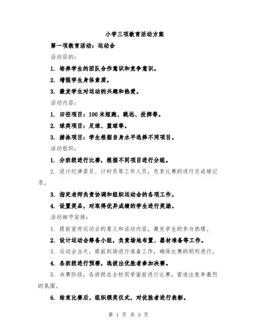 小学三项教育活动方案