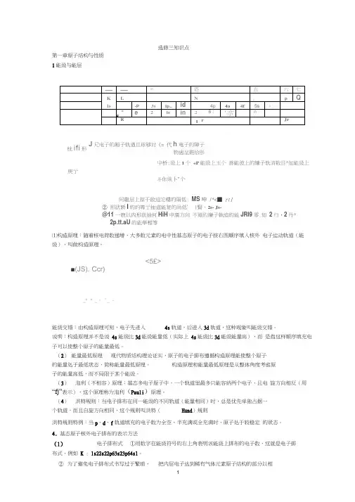 化学选修三,人教版知识点总结