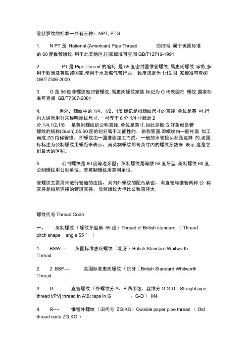 管状罗纹的标准