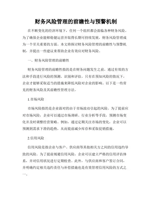 财务风险管理的前瞻性与预警机制
