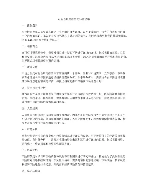 可行性研究报告的写作思路