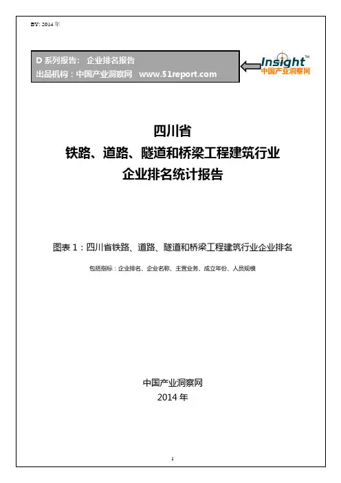 四川省铁路、道路、隧道和桥梁工程建筑行业企业排名统计报告