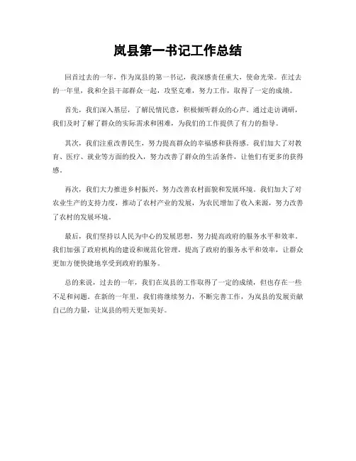 岚县第一书记工作总结