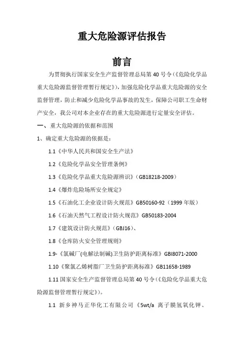 重大危险源评估报告1