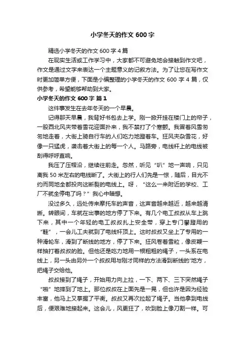 精选小学冬天的作文600字4篇