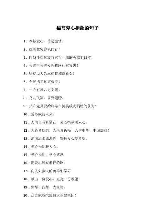 描写爱心捐款的句子