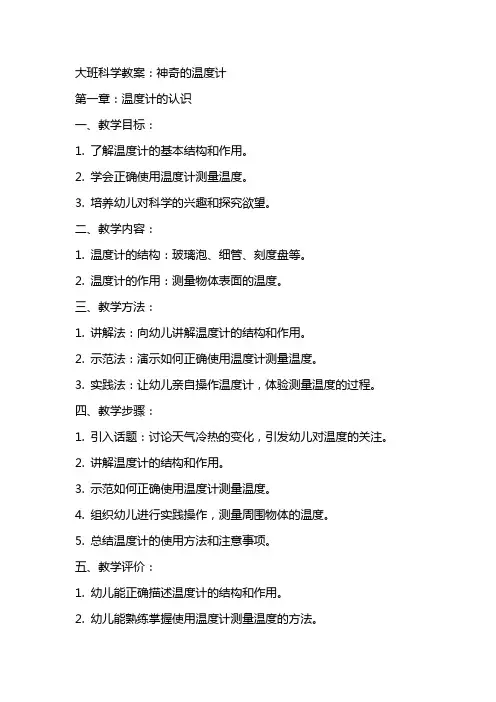 大班科学教案：神奇的温度计