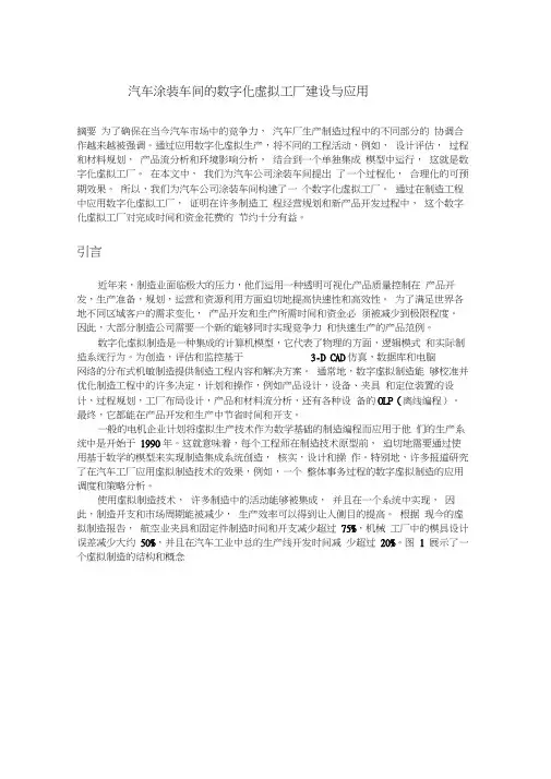 1汽车涂装车间的数字化虚拟工厂建设与应用