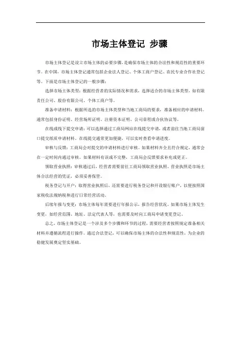 市场主体登记 步骤