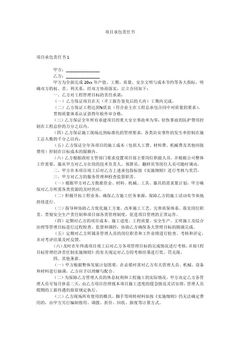 项目承包责任书