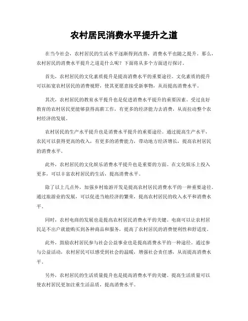 农村居民消费水平提升之道