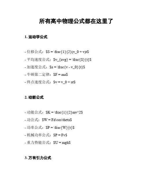 所有高中物理公式都在这里了