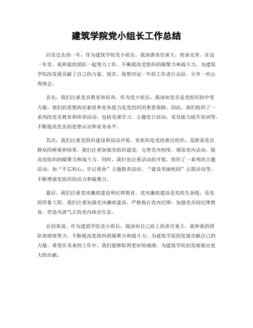 建筑学院党小组长工作总结