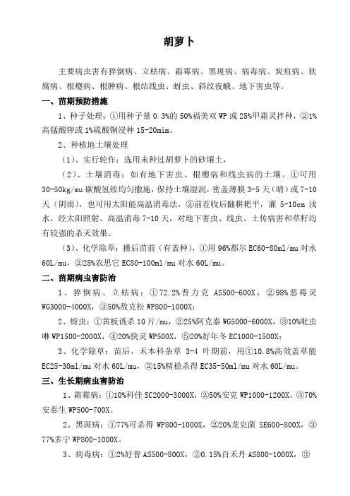 南方胡萝卜病虫害防治技术