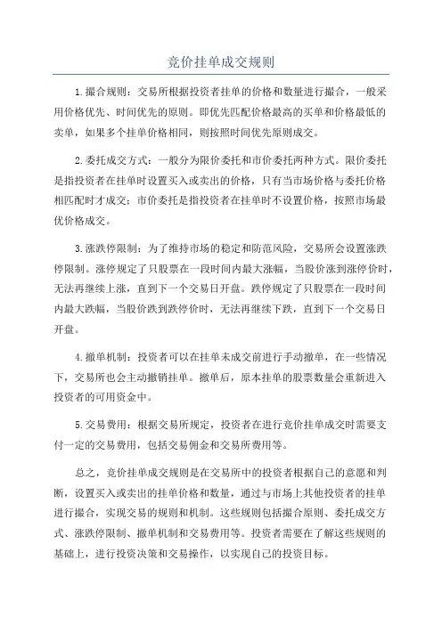 竞价挂单成交规则
