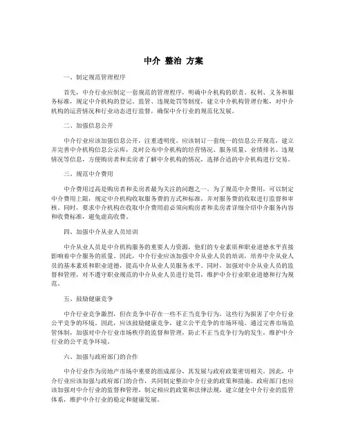 中介 整治 方案