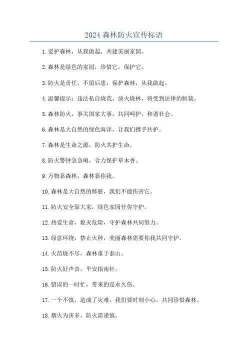 2024森林防火宣传标语