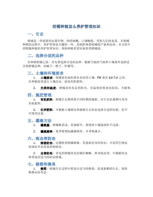 柑橘种植怎么养护管理知识