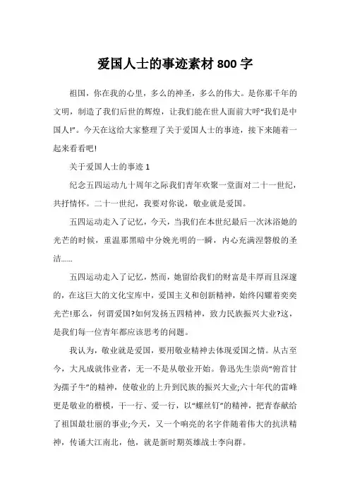 爱国人士的事迹素材800字