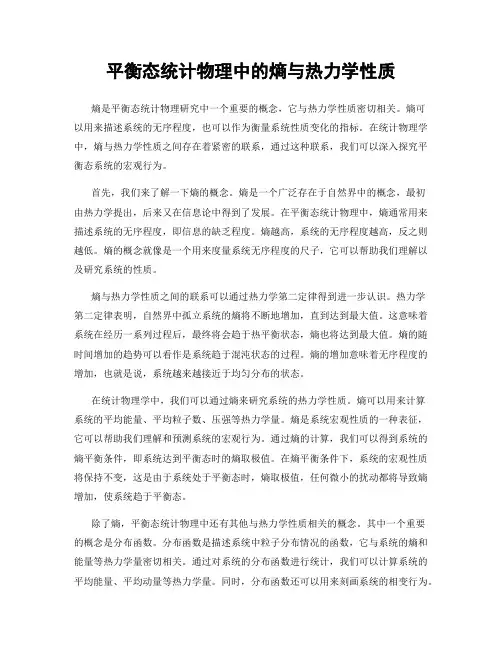 平衡态统计物理中的熵与热力学性质