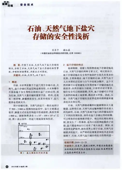 石油、天然气地下盐穴存储的安全性浅析