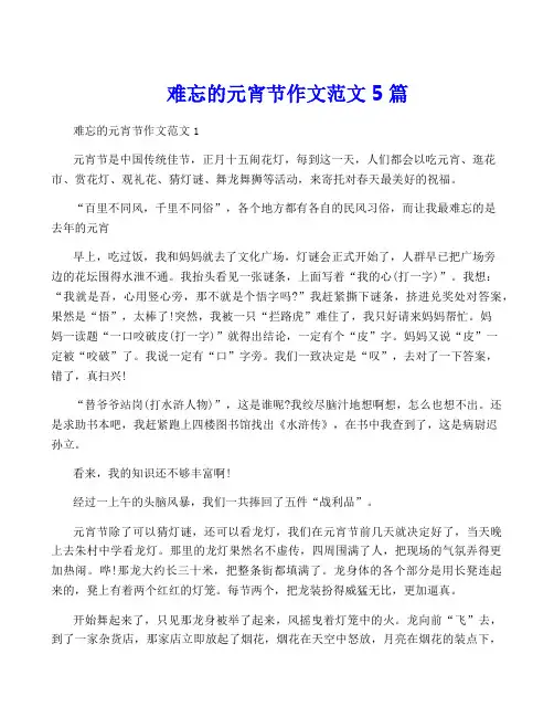 难忘的元宵节作文范文5篇