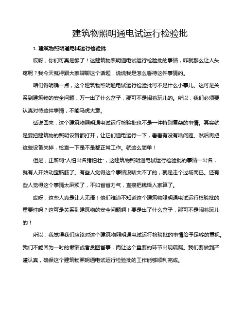 建筑物照明通电试运行检验批