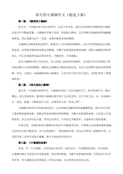 春天的小蜜蜂 作文(精选3篇)