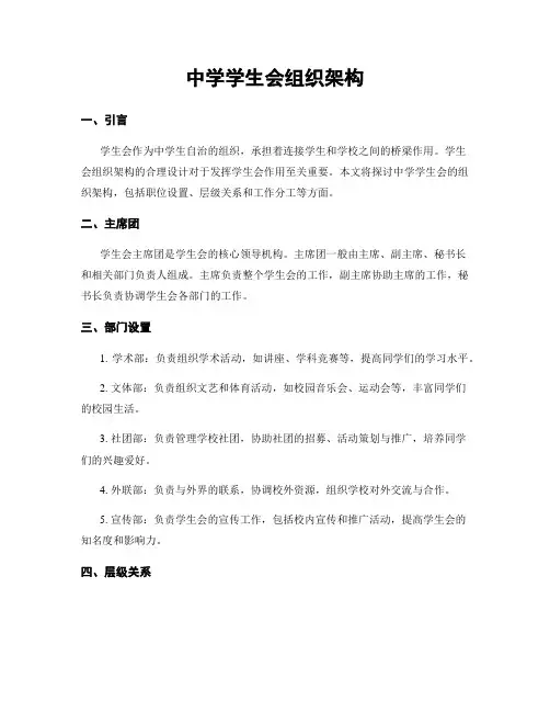 中学学生会组织架构