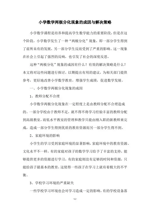 小学数学两极分化现象的成因与解决策略