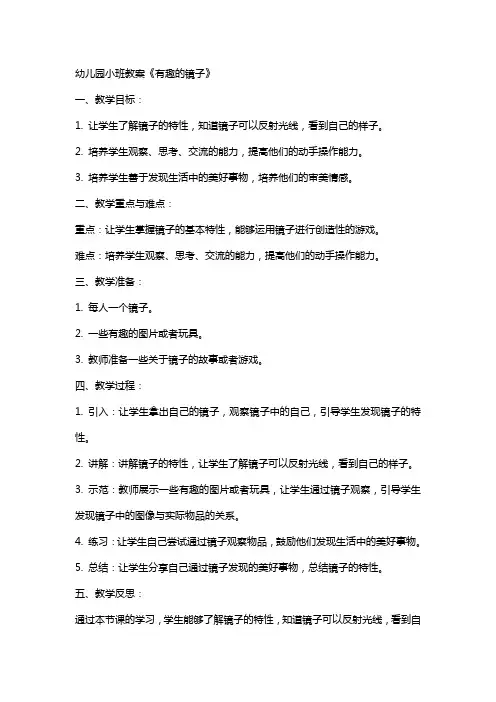 幼儿园小班教案《有趣的镜子》