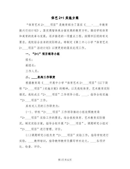 体艺2+1实施方案(二篇)