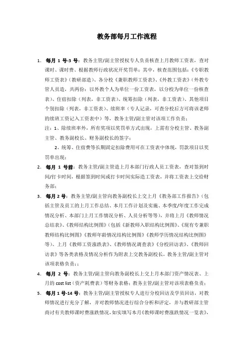 学校教务每月工作流程及工具表单