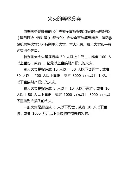 火灾的等级分类