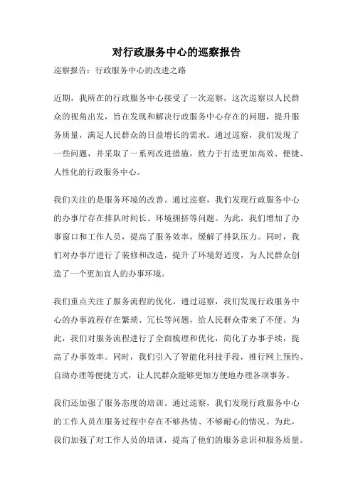 对行政服务中心的巡察报告