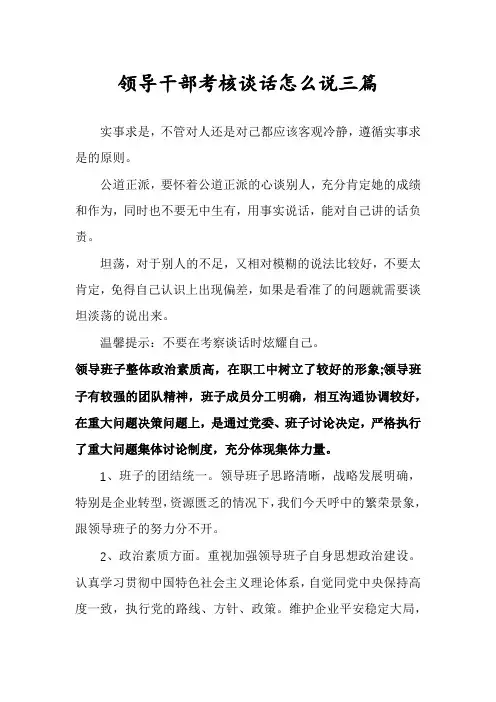 领导干部考核谈话怎么说三篇