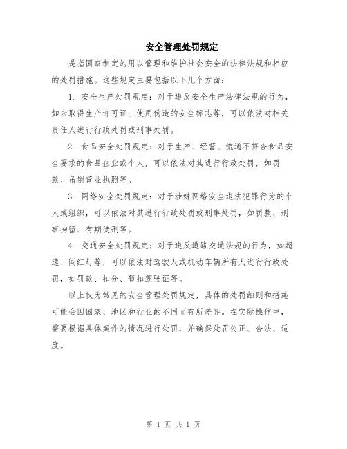 安全管理处罚规定