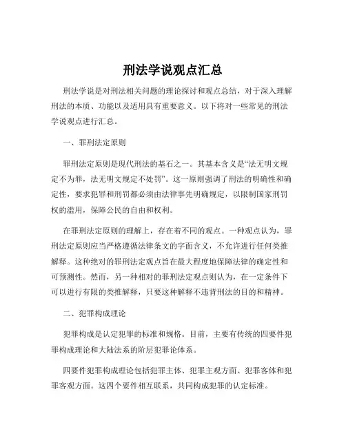 刑法学说观点汇总