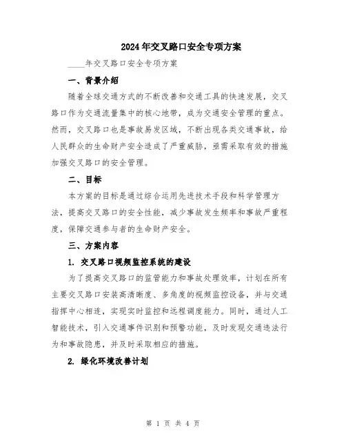 2024年交叉路口安全专项方案