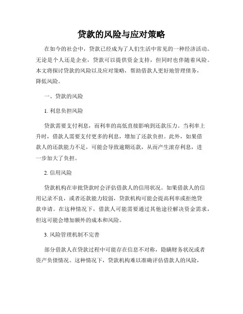 贷款的风险与应对策略