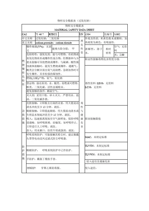 过氧化钠安全数据表