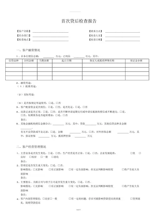 首次贷后检查报告