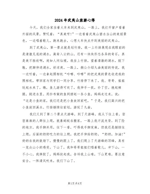 2024年武夷山旅游心得(3篇)