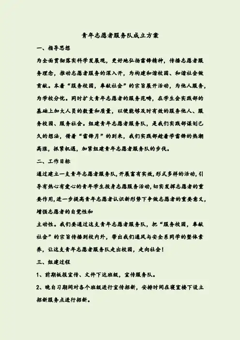 青年志愿者服务队组建方案