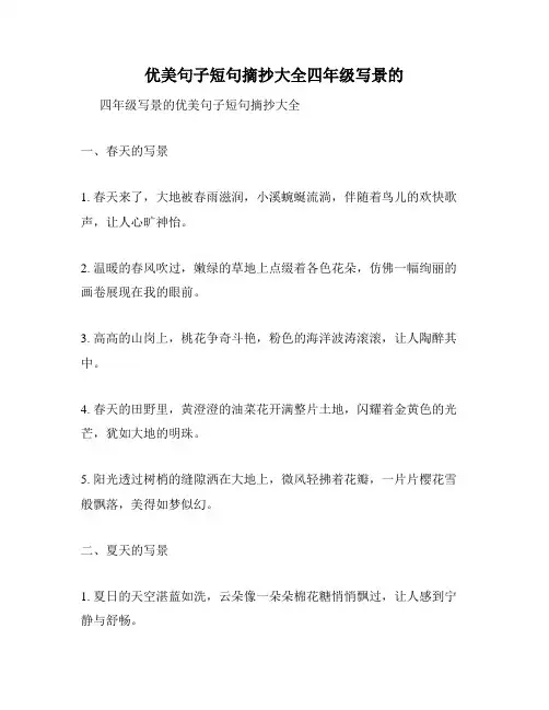优美句子短句摘抄大全四年级写景的