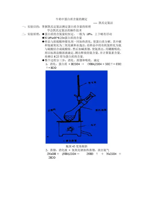 牛奶中蛋白质含量的测定---- 凯氏定氮法