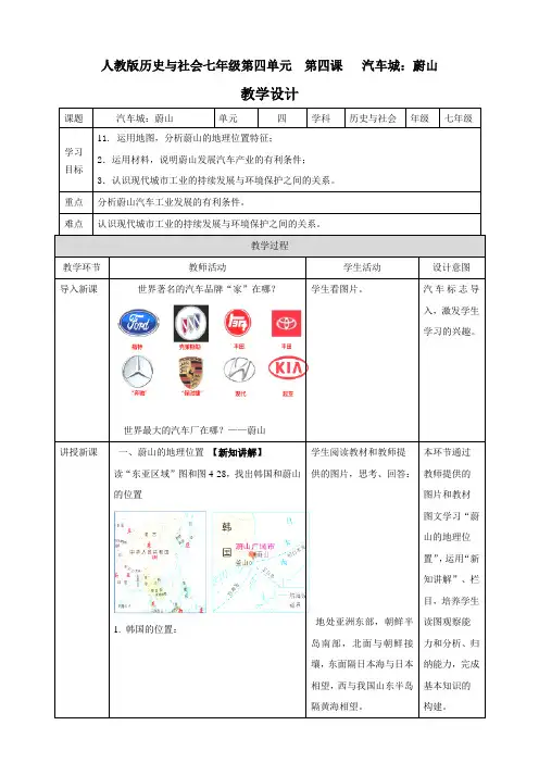 汽车城:蔚山(新课程标准)