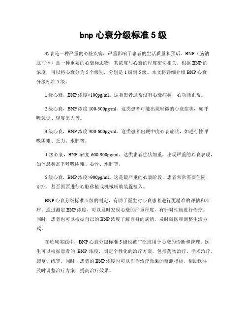 bnp心衰分级标准5级