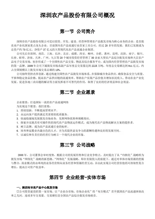 深圳市农产品股份有限公司概况