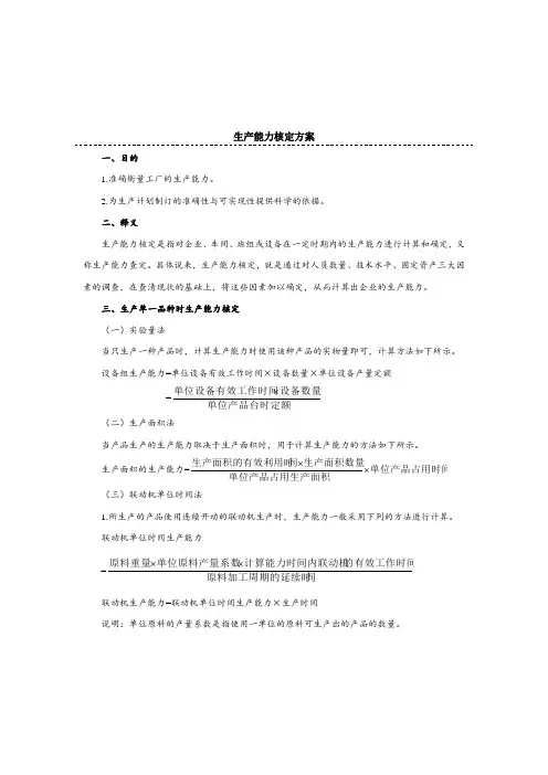 1生产能力核定方案